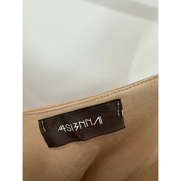 4SI3NNA Womens Tank Bodysuit Size S Cream Brown Blouse Minimal Capsule - Picture 6 of 8